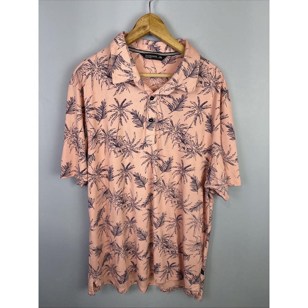 7 Diamonds Polo Shirt Mens‎ XXL Pima Short Sleeve Casual Pink Purple Palm Trees
